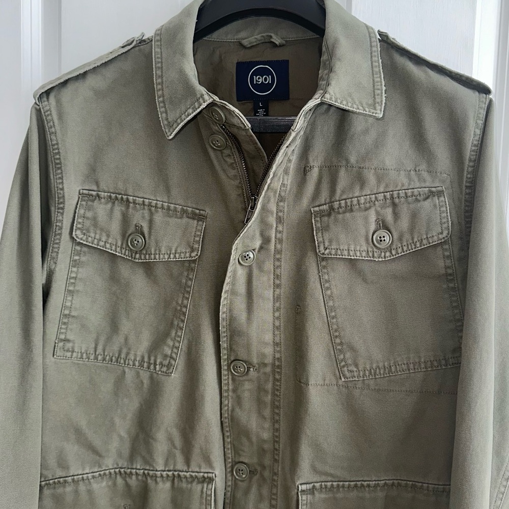 NORDSTROM 1901 Cotton Canvas Military Field Jacket - Size Large